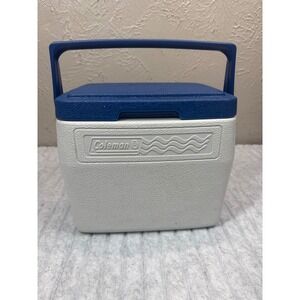 Vintage Coleman 5272 Personal Cooler Blue White 8 Quart Lunch Box Made in USA 95